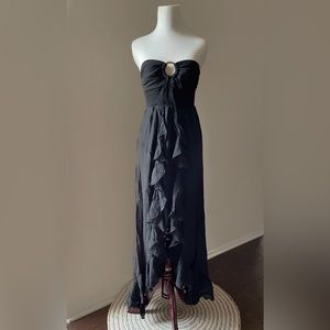 Bebe Smocked Bodice Ruffle Maxi dress size S NWT